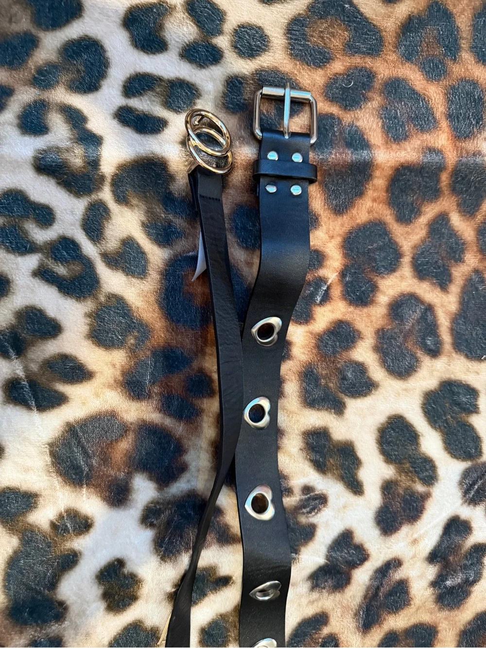 Forever 21 Black Faux Leather Eyelet Belt with Silver Buckle